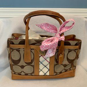 COACH VINTAGE Beige/Brown Jacquard Hamptons Logo Tote